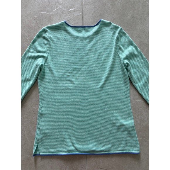 J McLaughlin Sweater Womens Small Green Blue Striped 3/4 Sleeve Coastal‎ Preppy - Picture 5 of 10